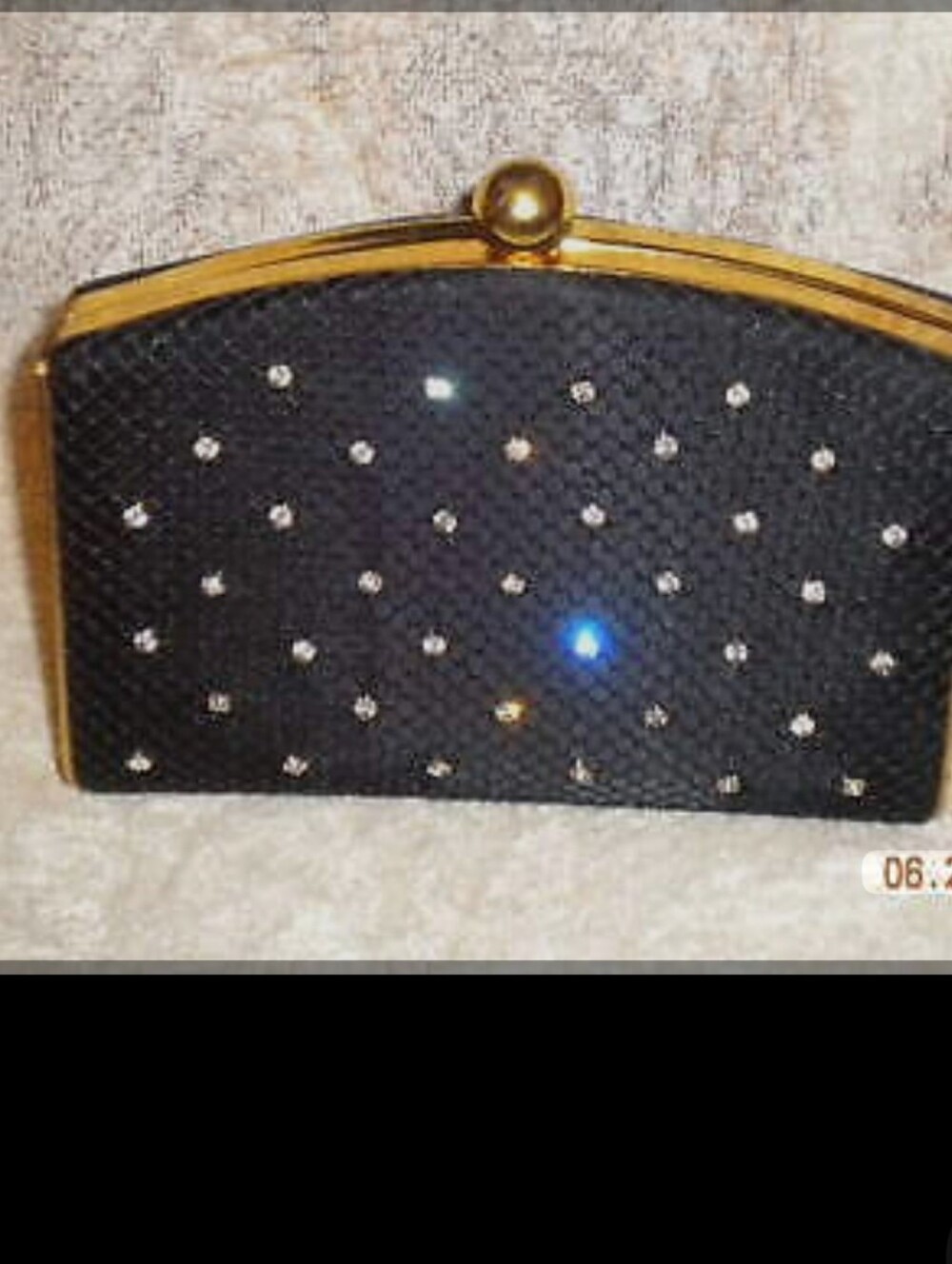 Source Unknown Black Rhinestone Evening Clutch with Gold Frame